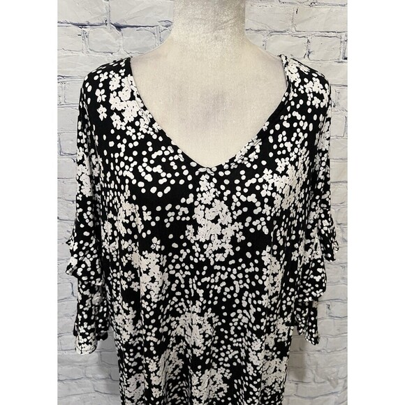 Lane Bryant Black and White Floral Pullover Stretchy Maxi Dress 18/20 - Picture 3 of 7